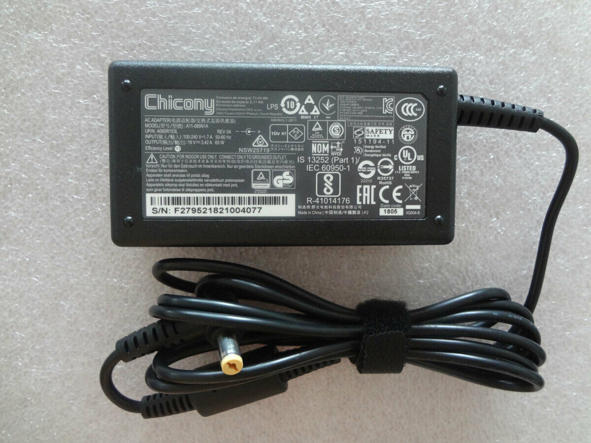 Genuine Chicony A11-065N1A 19V 3.42A AC Adapter Laptop Charger Acer Gateway A7 V Country/Region of