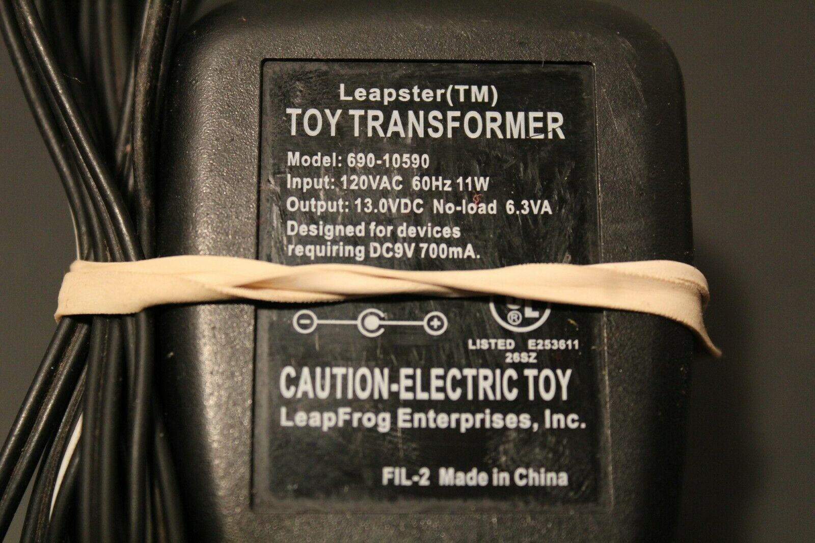 Geniune LEAPSTER TOY TRANSFORMER ADAPTER CHARGER Model 690-10590 DC 9V Country/Region of Manufactu