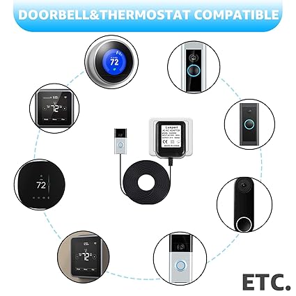 Doorbell Transformer, 24V 500MA Doorbell Power Adapter - Compatible with Ring, Wyze, Nest, Eufy, Arl