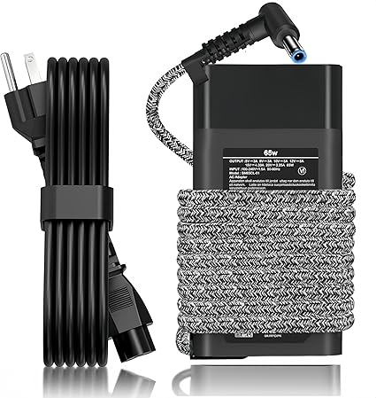 New Slim 65W Laptop Charger Compatible with hp Envy x360 EliteBook Pavilion Charger Smart Blue Tip A